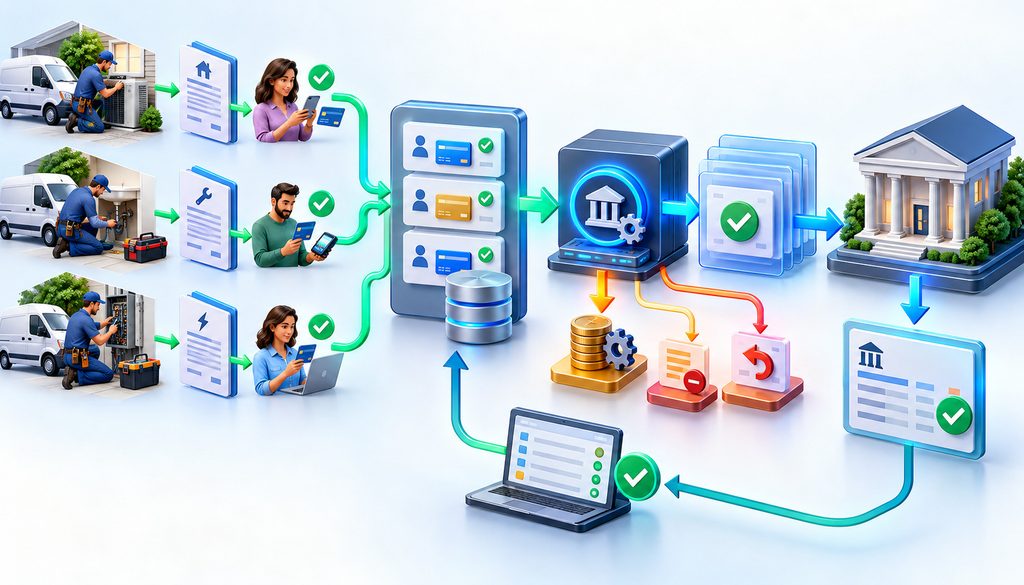 Processor batch reconciliation from customer payments to bank deposit